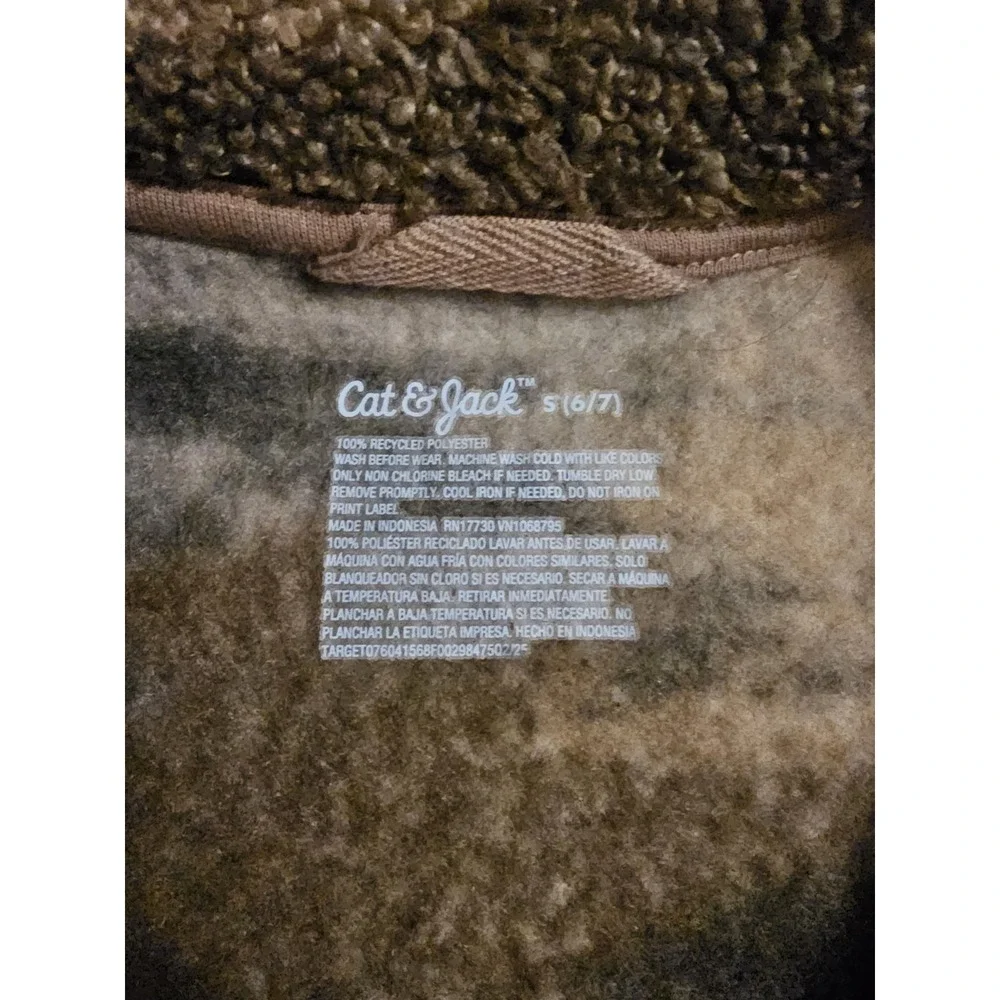 Cat & Jack Boys‎ Sherpa Fleece Quarter Zip Pullover Youth S 6/7 Camo